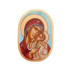 Εικόνα ο Ιησού Χρηστός & η Παναγία αυγοτέμπερα σε παλαιό ξύλο 24.5x16.5cm