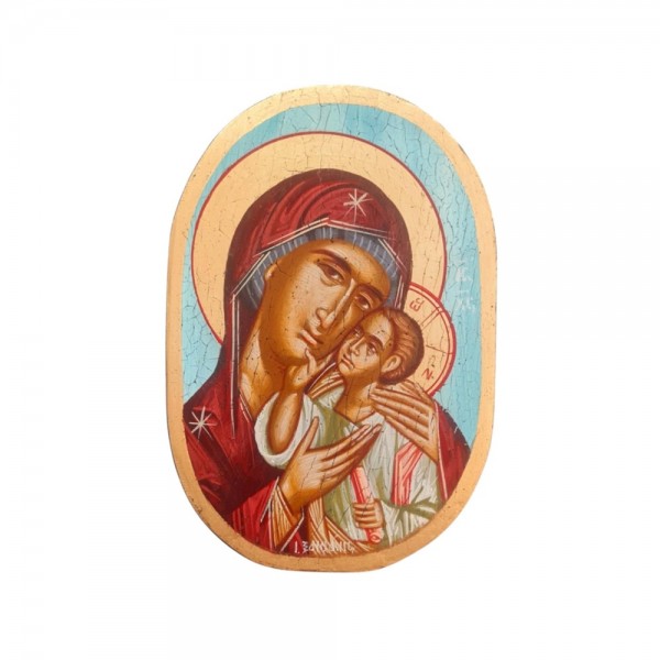 Εικόνα ο Ιησού Χρηστός & η Παναγία αυγοτέμπερα σε παλαιό ξύλο 24.5x16.5cm