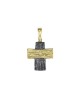 Pendant cross gold 22K, & oxidized silver 925°  4.5x1.5 cm