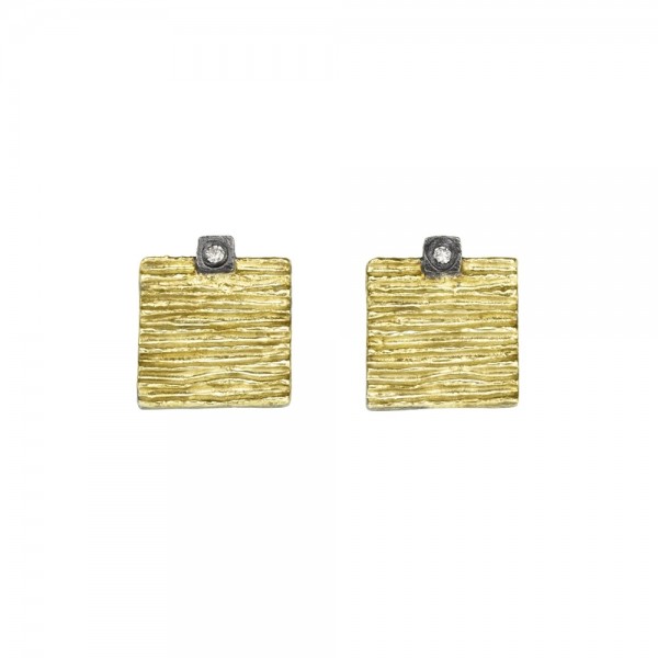 Earrings gold 18K & silver 925° 1.5cm