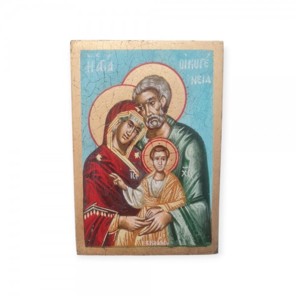Icon Holy Family egg-tempera on wood 17x12x2cm