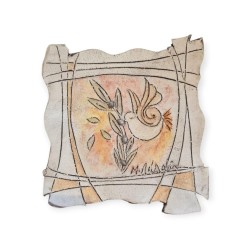 Πιατέλα με κλαδί ελιάς & πουλί από πηλό stoneware  18x18 cm