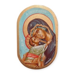 Icon Virgin Mary Christ egg-tempera , wood 22x14x2cm