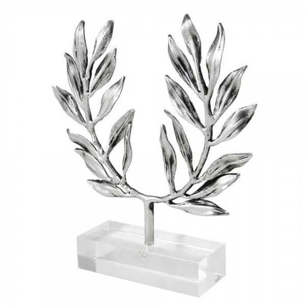 Olive wreath bronze in silver 999° on acrylic base  10x11x 2cm