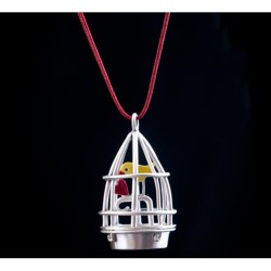 Pendant Bird in a cage silver 925° 3.3x1.6cm.