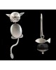 Earrings cat - fish silver 925°   4,3x1,1cm & 1,4x1,2cm