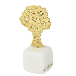 Bouquet of flowers bronze microsculpture on marble base  11.5x4x4cm