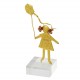 Brass girl with kite on acrylic base 14.5x5x5cm
