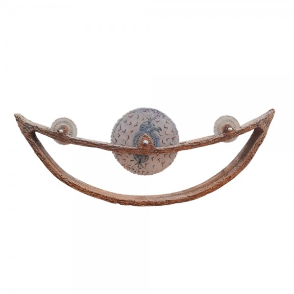 Ship clay stoneware porcelain disc 21.5x44.5cm.