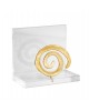 Cardholder spiral goldplated 24K brass on acrylic base 7x8x4.5cm