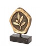 Olive branch brass & patina on black marble base 11.5x7x3cm