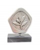 Olive branch silver plated brass on black marble base 11.5x7x3cm