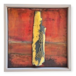 Wallpiece bronze figure sculpture and painting  64x64 cm