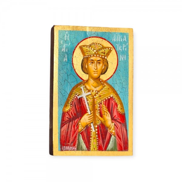 Icon Saint Catherine egg-tempera on wood 22x14x2cm
