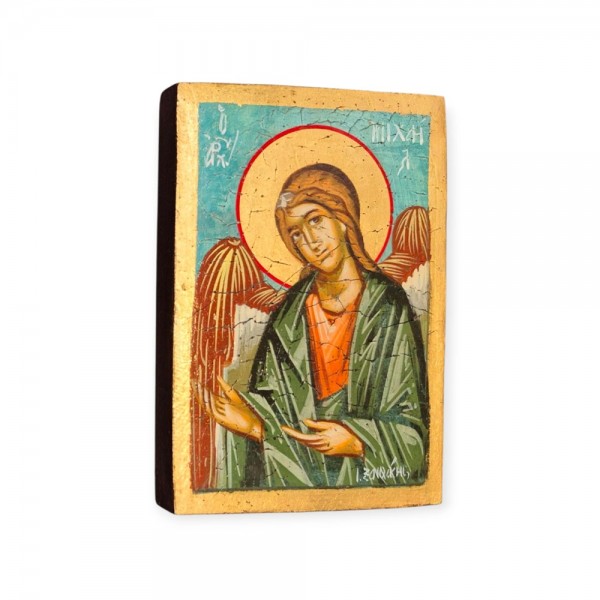 Icon Saint Michael egg tempera on wood 17x12x2cm