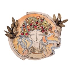 Wallpiece woman with flowers & olive leaves 40cm