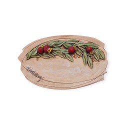 Platter with pomegranates clay stoneware  21.5x35 cm