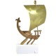 Trireme bronze ship on clay base 16.5x11.5cm