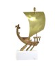 Bronze ship on clay base 16.5x11.5cm