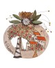 Wallpiece pomegranate with house clay stoneware 23x21cm