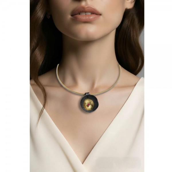 Pendant 3cm silver 925° gold 22k rubby 0,10ct 45cm