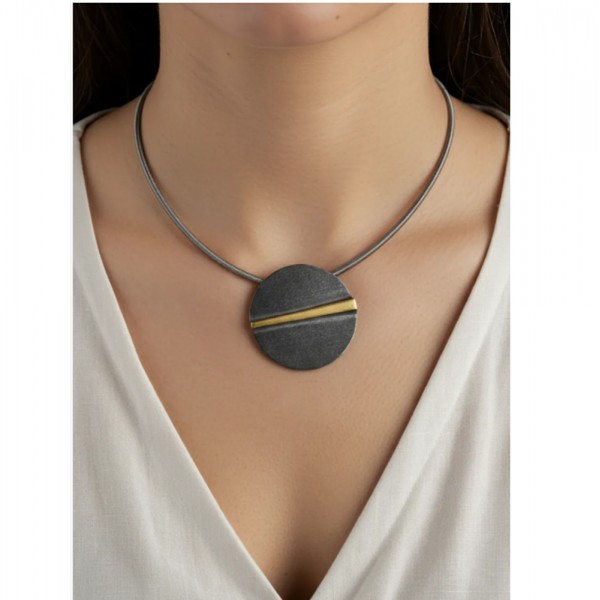 ΠΑΝΔΩΡΑ ARTSHOP ΜΕΝΤΑΓΙΟΝ 5cm ΧΡΥΣΟ 22K ΑΣΗΜΙ 925° ΑΛΥΣΙΔΑ 45cm