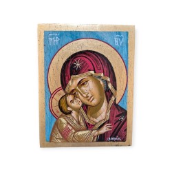 Εικόνα ο Ιησού Χρηστός & η Παναγία αυγοτέμπερα σε παλαιό ξύλο 25x19cm