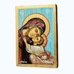 Εικόνα ο Ιησού Χρηστός & η Παναγία αυγοτέμπερα σε ξύλο 17x11.6x2cm