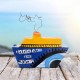 Καράβι με ευχές ζωγραφισμένο κεραμικό 18x18x3cm