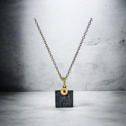 Pendant ruby , gold 18K oxidized silver  925° 2.5x1.5cm