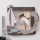 Wallpiece sculptural woman with ship and moon clay stoneware 28Yx32cm