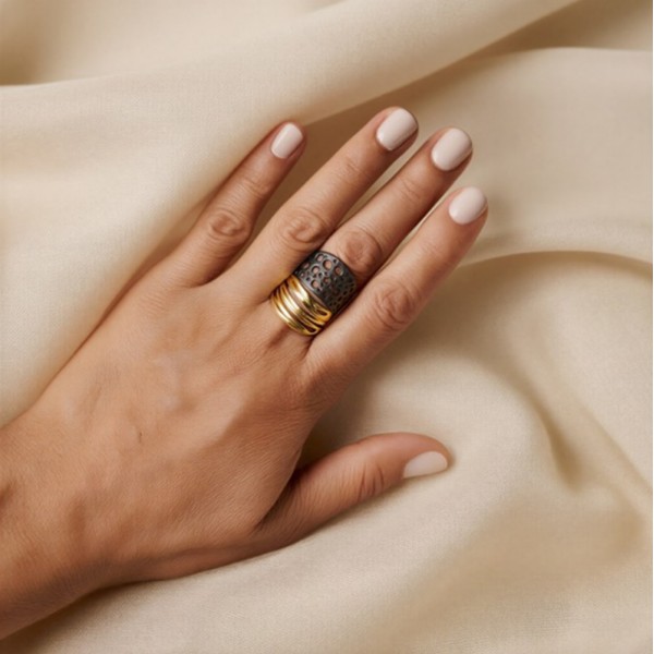 Ring  goldplated & rhodium silver 925°