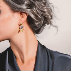 Σκουλαρίκια σε ασήμι 925° & ματ επιχρύσωση 3.5x1.5cm