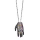 Pendant '' precious hand '' zircon brass platinumplated 2cm chain 44cm