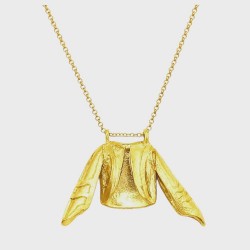 Pendant vest fermeli goldplated 2x4cm chain 52 cm .