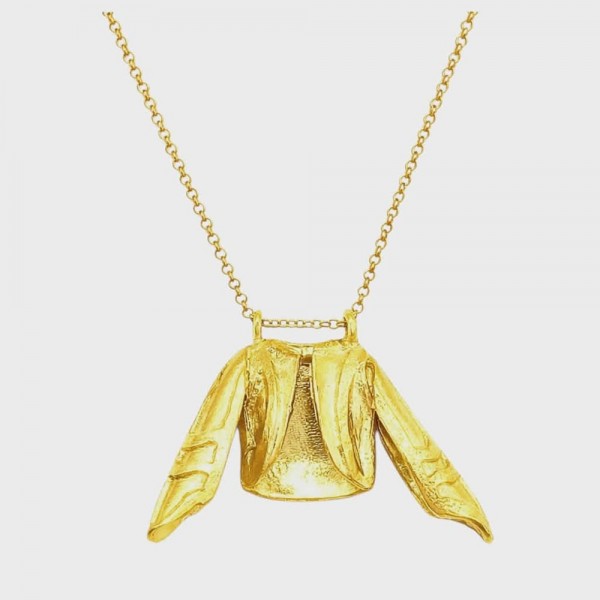 Pendant vest fermeli goldplated 2x4cm chain 52 cm .