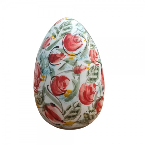 Πασχαλινό αυγό με τριαντάφυλλα ζωγραφισμένο κεραμικό 18cm