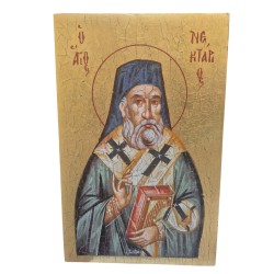Icon Saint Nektarios egg tempera on wood 27x20x3cm