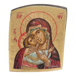 Icon Virgin Mary & Christ egg tempera old wood 20x17x3cm