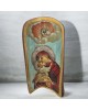 Icon Virgin Mary & Christ egg tempera old wood 40x18cm 925° silver