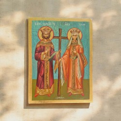 Εικόνα 'Αγιου Κωνσταντίνου & Ελένης αυγοτέμπερα σε ξύλο 26x19x3cm
