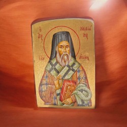 Icon Saint Nektarios egg tempera on wood 36x24xc4m