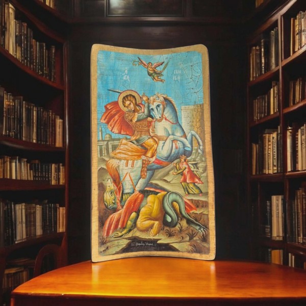 Icon Saint Geprge egg tempera on wood 55x29xcm