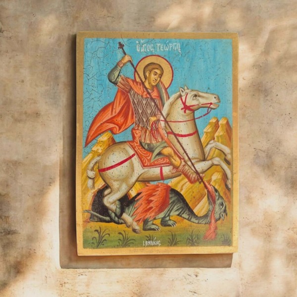 Icon Saint Geprge egg tempera on wood 27x20x3.5cm