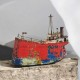 Καράβι επιτοίχιο & επιτραπέζιο με ξύλο , μπρούντζο & ακρυλικά χρώματα 21x17x2cm