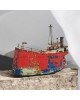 Καράβι επιτοίχιο & επιτραπέζιο με ξύλο , μπρούντζο & ακρυλικά χρώματα 21x17x2cm
