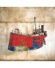 Ship bronze wood acrylic colours 21x17x2cm