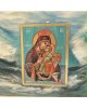 Icon Jesus Christ & Virgin Mary of the sea egg tempera on wood 25x18cm