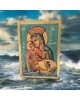 Icon Jesus Christ & Virgin Mary of the sea egg tempera on wood 25x18cm