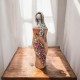 Sculpture woman with flowers clay stoneware 28x8cm